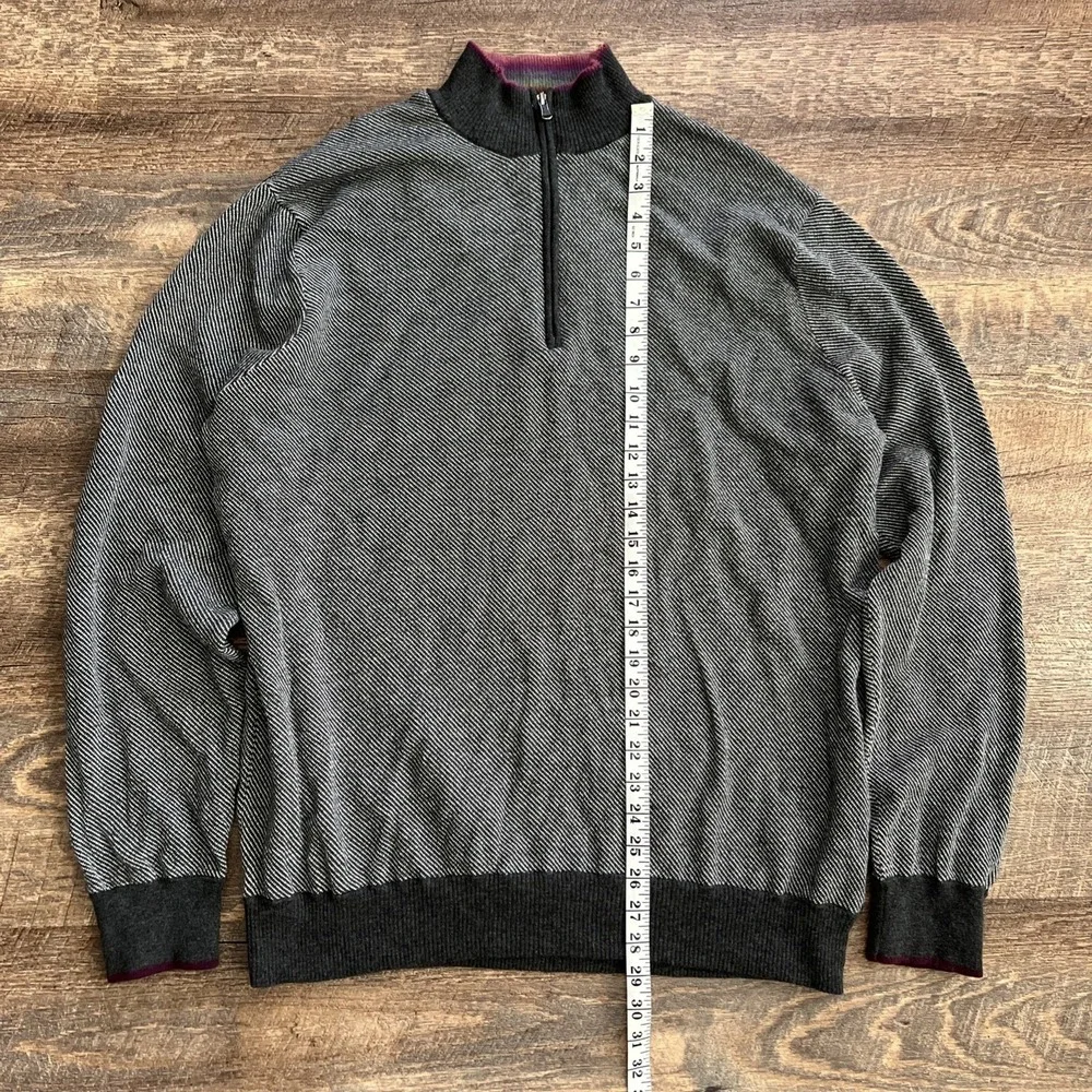 Robert Graham Wool Blend 1/4 Zip Pullover Men's 2XL Classic Fit Preppy Layer